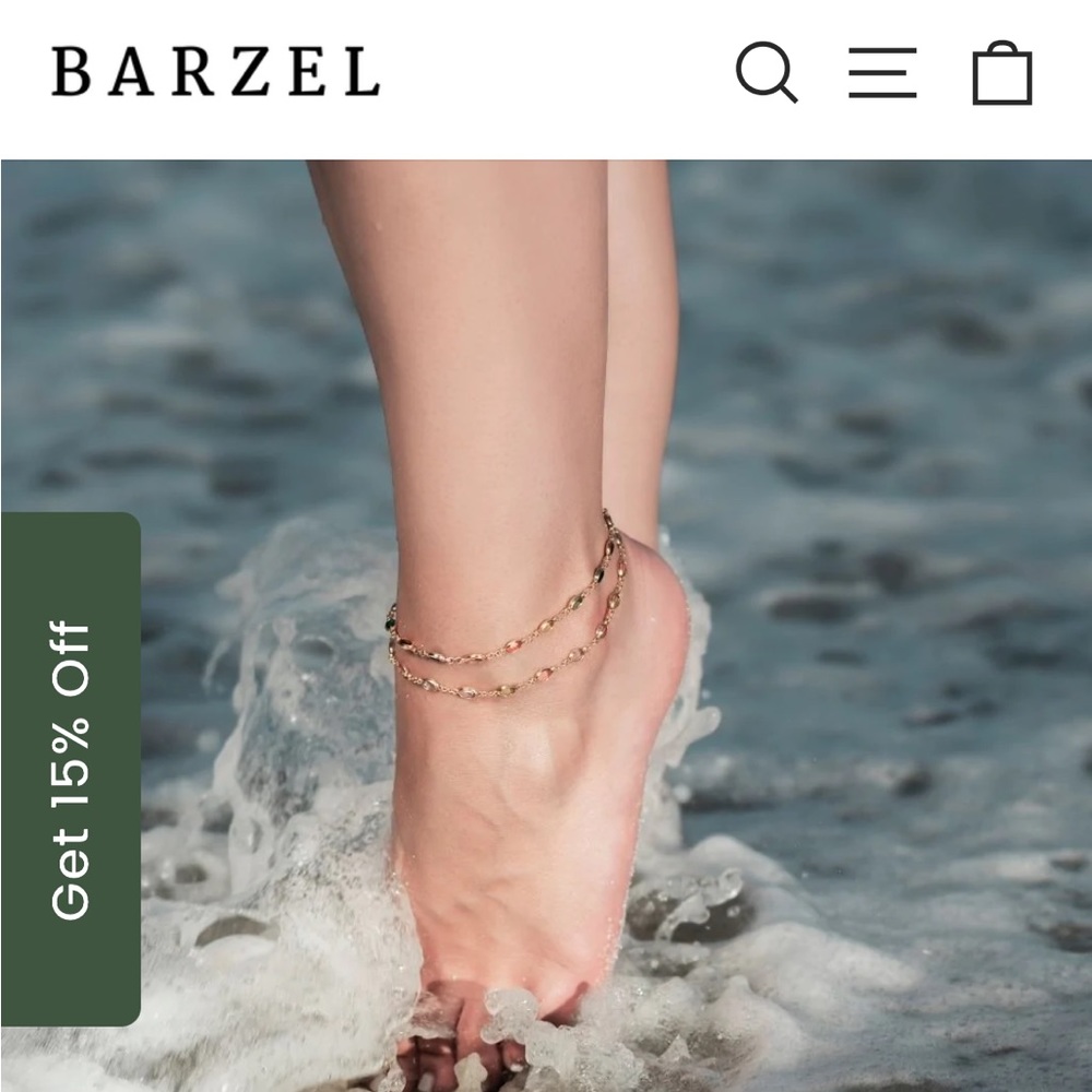 Barzel Jewelry 18k Gold Plated Multicolor Crystal Anklet -New!